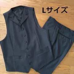 メンズ ネイビー スーツベストとパンツのセット L