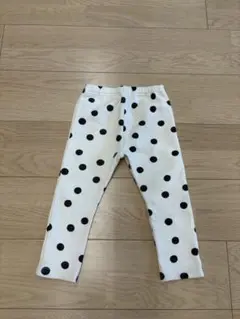 美品 バースデイ ドット柄 白黒 裏起毛 パンツ ズボン 100 冬