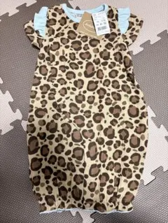 【新品】ヒョウ柄　カバーオール半袖フリル袖 バースデイ 50～70cm 新生児