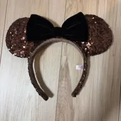 ディズニー ミニー カチューシャ ブラウン スパンコール