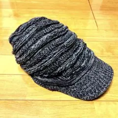 黒と白、クロ×焦げ茶色ルーズフィットストライプニット帽×2個セット