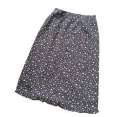 ヴィンテージレトロ　総柄　花柄フレアスカート ブラウン　裏地あり