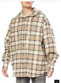 ✨本日限り‼️DIESEL 【新品・未使用】 フード付きチェックシャツ ベージュ系