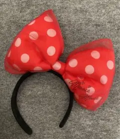 ディズニー　カチューシャ　ミニー　ビッグリボン　水玉　赤　レッド　ミニー