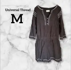 Universal Thread【M】 黒 オールインワン 七分袖 ボタン付き