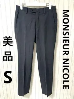 【美品】ムッシュニコル　メンズスーツ　　メンズスラックス　44 S 黒チェック柄