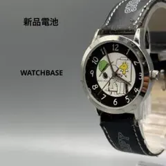 SNOOPY スヌーピー　腕時計　黒　クォーツ　モノトーン　革ベルト　レトロのサムネイル