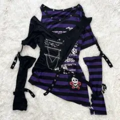 平成 サブカルパンク ボーダー ギミック Tシャツ チェーン y2k 地雷