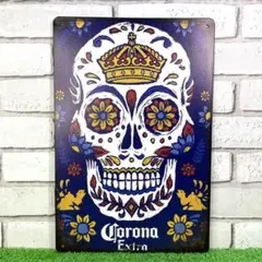 696番】コロナビール シュガースカル メキシコ カラベラ お酒 ブリキ看板