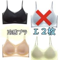 シームレスブラ　接触冷感 　通気性　　夏用　ノンワイヤー　L　2枚セット
