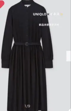 【新品未使用】ユニクロイネスレーヨンプリントシャツワンピース　レディースMサイズ