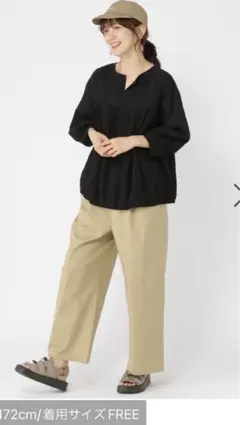 studio CLIP美品^_^ギャザーブラウス ブラックのサムネイル