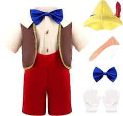 【美品】子供用ハロウィンテーマパーティー衣装 男の子用 ピノキオ人形コスプレ