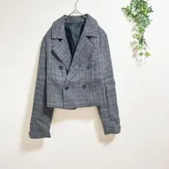 ZOCIYA【M】クロップド丈ダブルコートジャケット 短丈 ショート丈 チェックのサムネイル