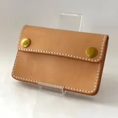 ショートトラッカーウォレット｜三層タイプ｜本革（牛革）ヌメ革 ×手縫い×真鍮金具