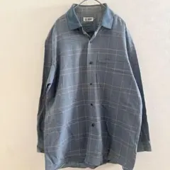 ★STRETCH【L】90s 00s ヴィンテージチェック 長袖 シャツ 青