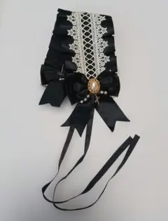 ゴスロリ ヘアアクセ コスプレ メイド ヘッドドレス　黒　ブラック　シロ
