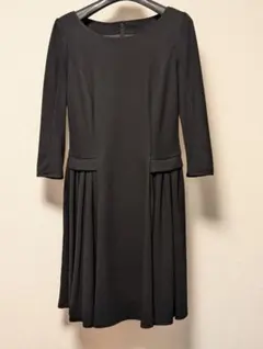 UNTITLED アンタイトル ブラック 七分袖 ひざ丈ワンピース