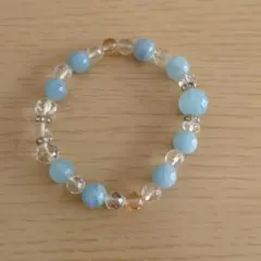 アクアマリンとクリスタルのブレスレット