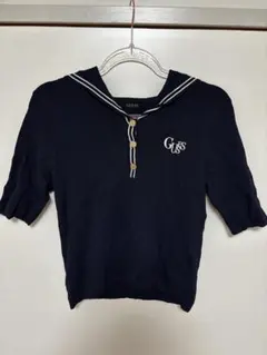 GUESS セーラーカラー ニット 半袖 ネイビーのサムネイル