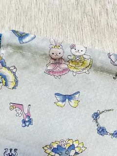うさぎと猫柄　巾着袋