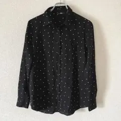 UNIQLO ユニクロ　長袖シャツ　M ドット　ブラック　レディース　薄手