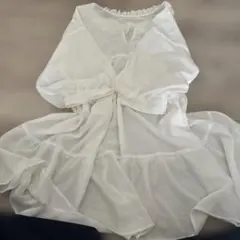 ホワイトシースルーシャツ フリル付き