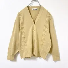 ピエールカルダン ウール100％ ケーブル編み Vネック カーディガン ベージュのサムネイル