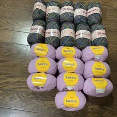 パピードリームソフト10玉、ニッケ 並太4玉 スリーソフト2玉、カネボウ 2玉
