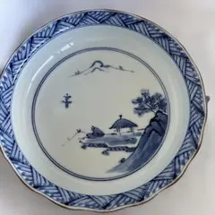 染付 山水画 皿 骨董品 - メルカリ