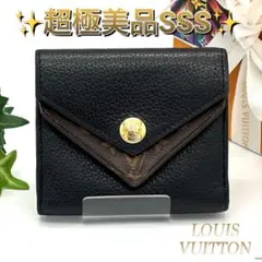 ルイヴィトン ポルトフォイユ ドゥブルV コンパクト ブラック 三つ折り財布 黒