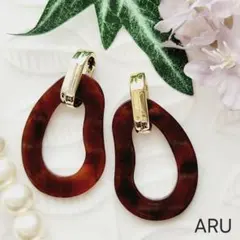 No.458★ブラウン☆シンプル☆プレート☆ゴールド☆リング☆ピアス☆イヤリング