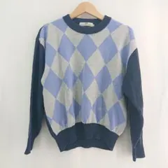OLD BALENCIAGA PARIS アーガイル柄ウールニットセーター ★のサムネイル