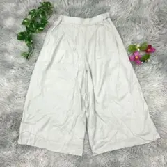 【SOFUOL】ガウチョパンツ (S) 白 ワイドパンツ ウェストゴム