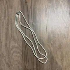 ホワイト人工パール二連ネックレス