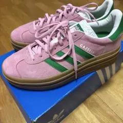 adidas GAZELLE ピンク/グリーン スニーカー　24.5