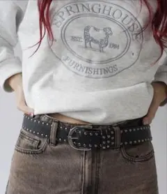 【1回使用】Port ダブルスタッズバックルベルト　ブラック