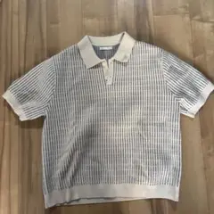 【ZARA】ストライプ柄　半袖ニット　ポロシャツ