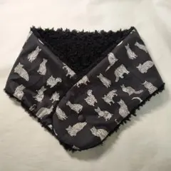 【SALE】リバティ　リバーシブル　ネックウォーマー　ミャオウ　猫柄　ブラック