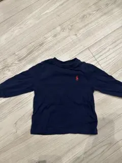 ポロマーク刺繍 ネイビー長袖Tシャツ