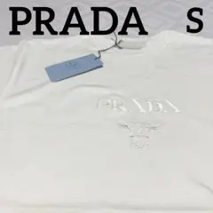【新品未着用タグ付き】プラダ レディースS ロゴ半袖Tシャツ　白 丸首のサムネイル