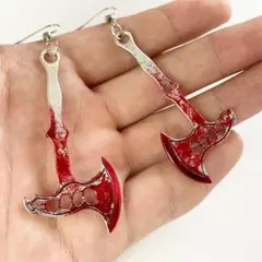 【新品】アクセサリー　ハロウィン　パーティ　ジュエリー　ホラー　斧　ピアス