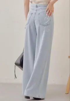Chico 【WEB限定/リニー】オーバーダイ ワイドデニムパンツ サイズ0のサムネイル