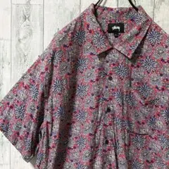 ステューシー　stussy 総柄　アロハシャツ レーヨン　LARGEのサムネイル