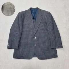 美品　テーラードジャケット　ギンガムチェック　グレー　青　黄　赤　シャリ感　春夏