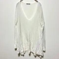 セオリーリュクス　ニット　長袖　Vネック　綿　白　コットン　スリット　薄手