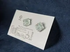 アパタイト　四角　ピアス　ハンドメイド