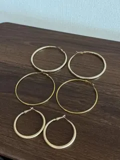 フープピアス 3点セット ゴールドカラー