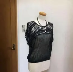 AZUL by moussy 透かし編みニットプルオーバーM ブラック 美品