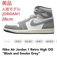 【美品】Nike ナイキエアジョーダン1レトロハイOGブラックスモークグレー